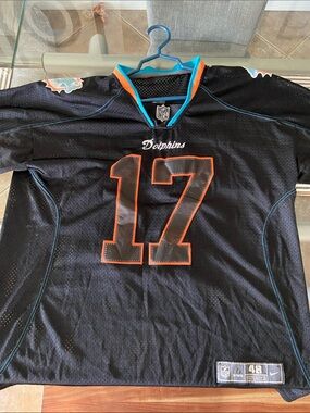 NFL Black Miami Dolphins Jersey #17 with Orange Trim